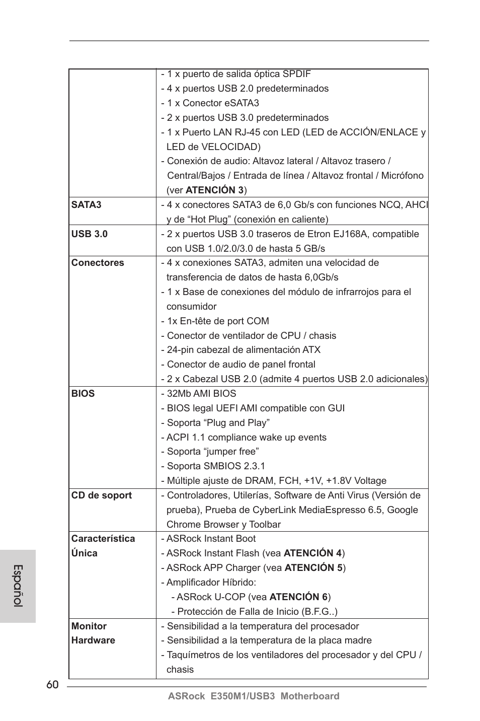 Español | ASRock E350M1__USB3 User Manual | Page 60 / 144