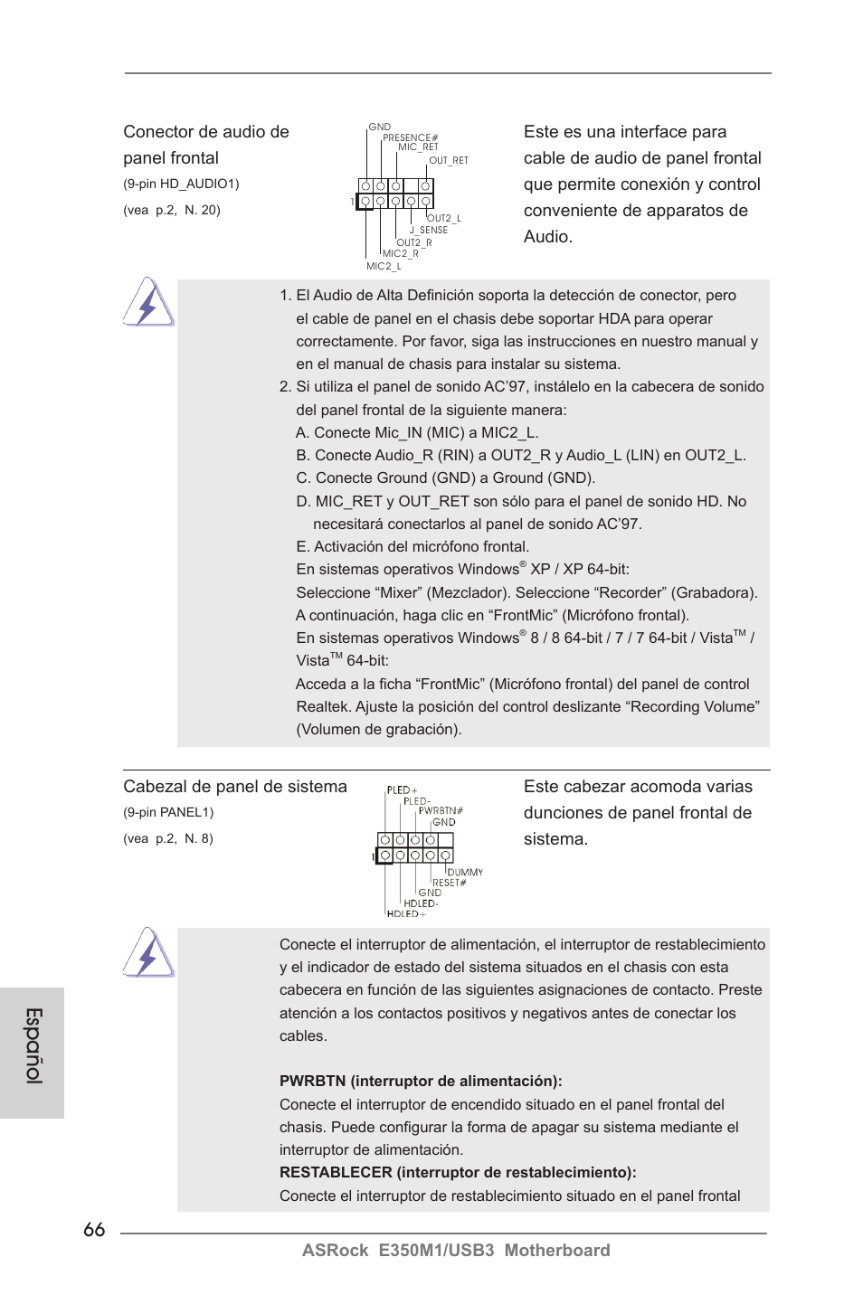 Español | ASRock E350M1__USB3 User Manual | Page 66 / 144
