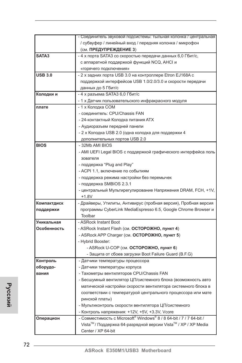 Ру сский | ASRock E350M1__USB3 User Manual | Page 72 / 144