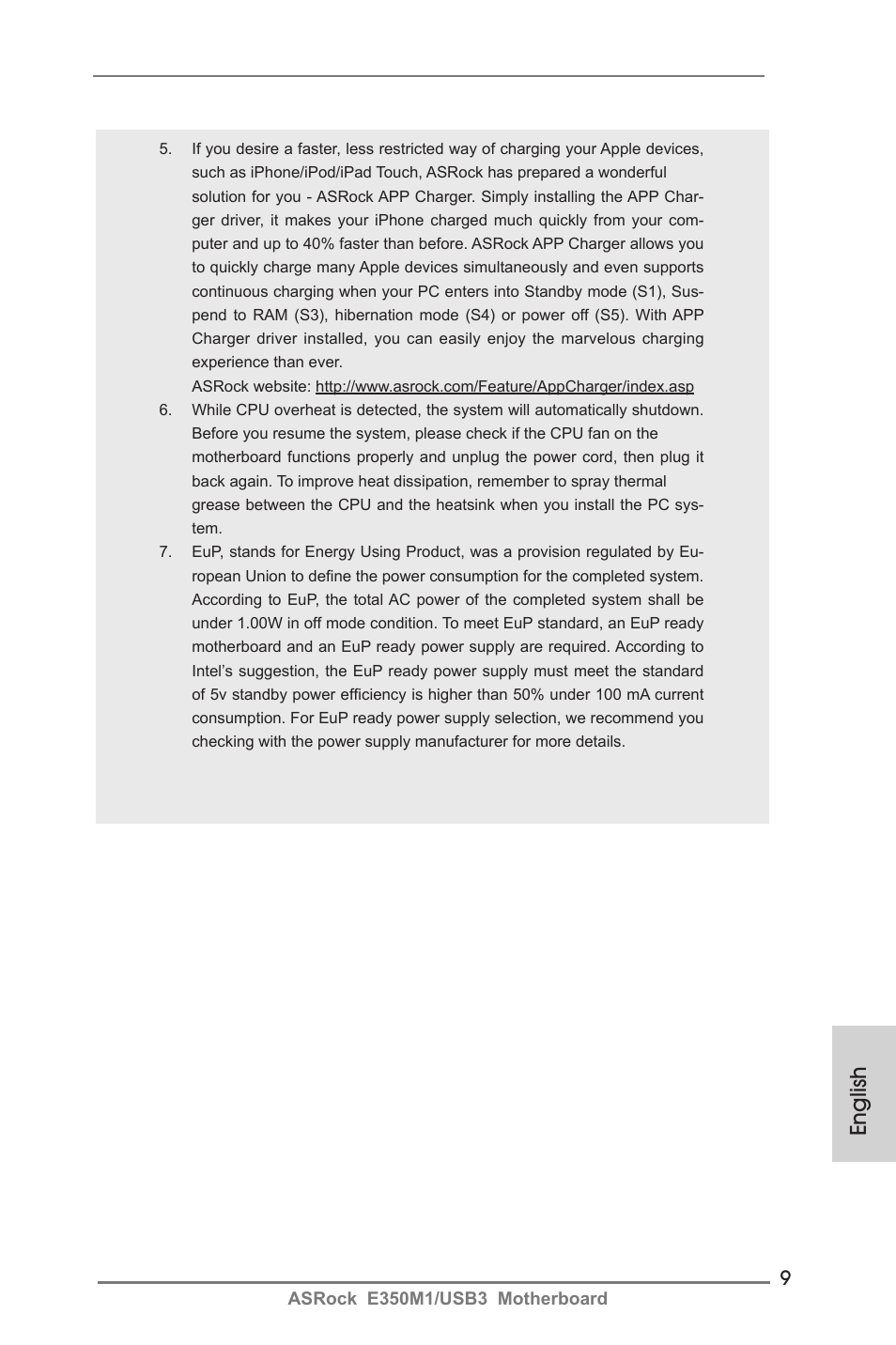 English | ASRock E350M1__USB3 User Manual | Page 9 / 144