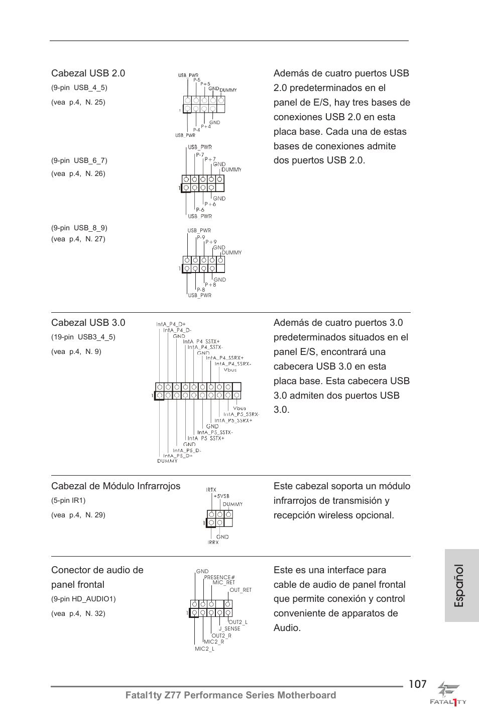 Español | ASRock Fatal1ty Z77 Performance User Manual | Page 107 / 219