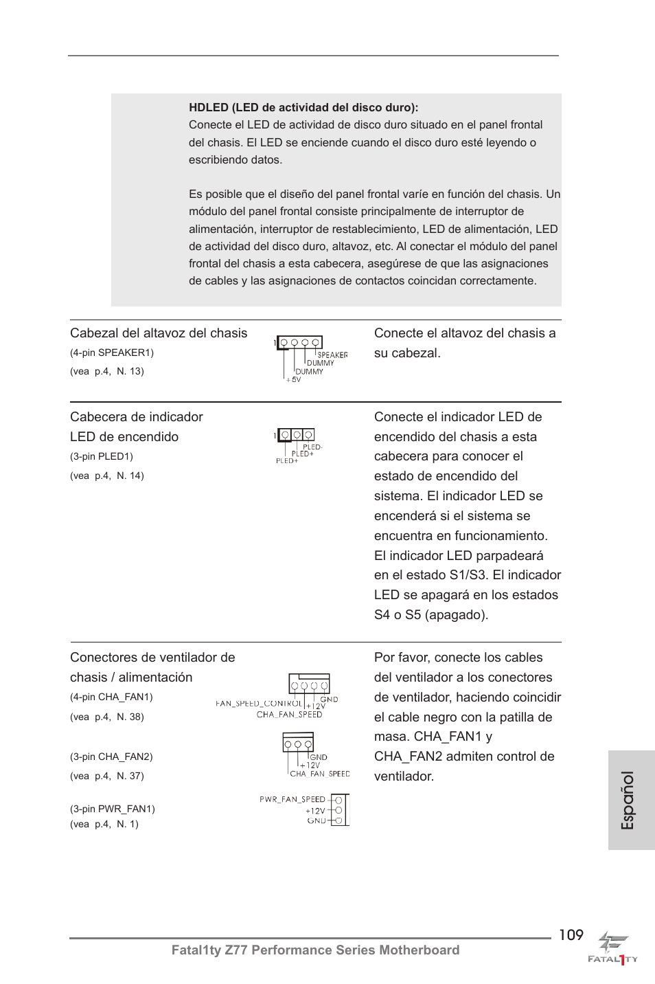 Español | ASRock Fatal1ty Z77 Performance User Manual | Page 109 / 219