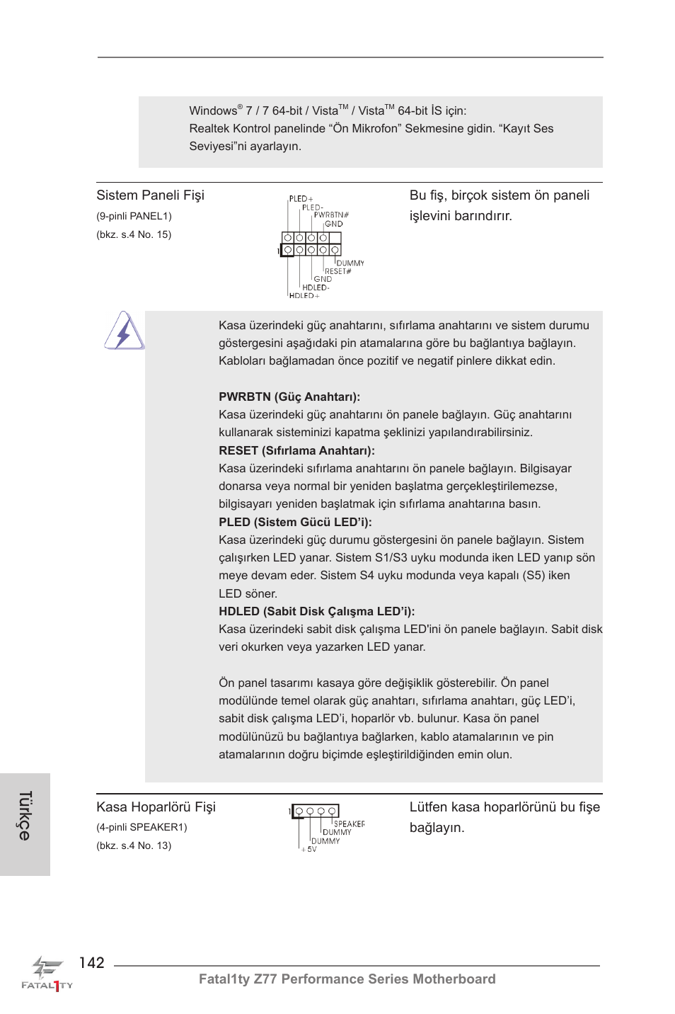 Türkçe | ASRock Fatal1ty Z77 Performance User Manual | Page 142 / 219