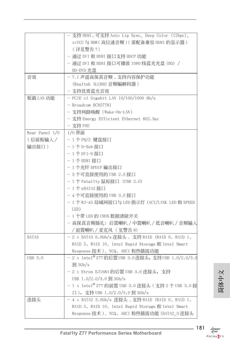 簡體中文 | ASRock Fatal1ty Z77 Performance User Manual | Page 181 / 219