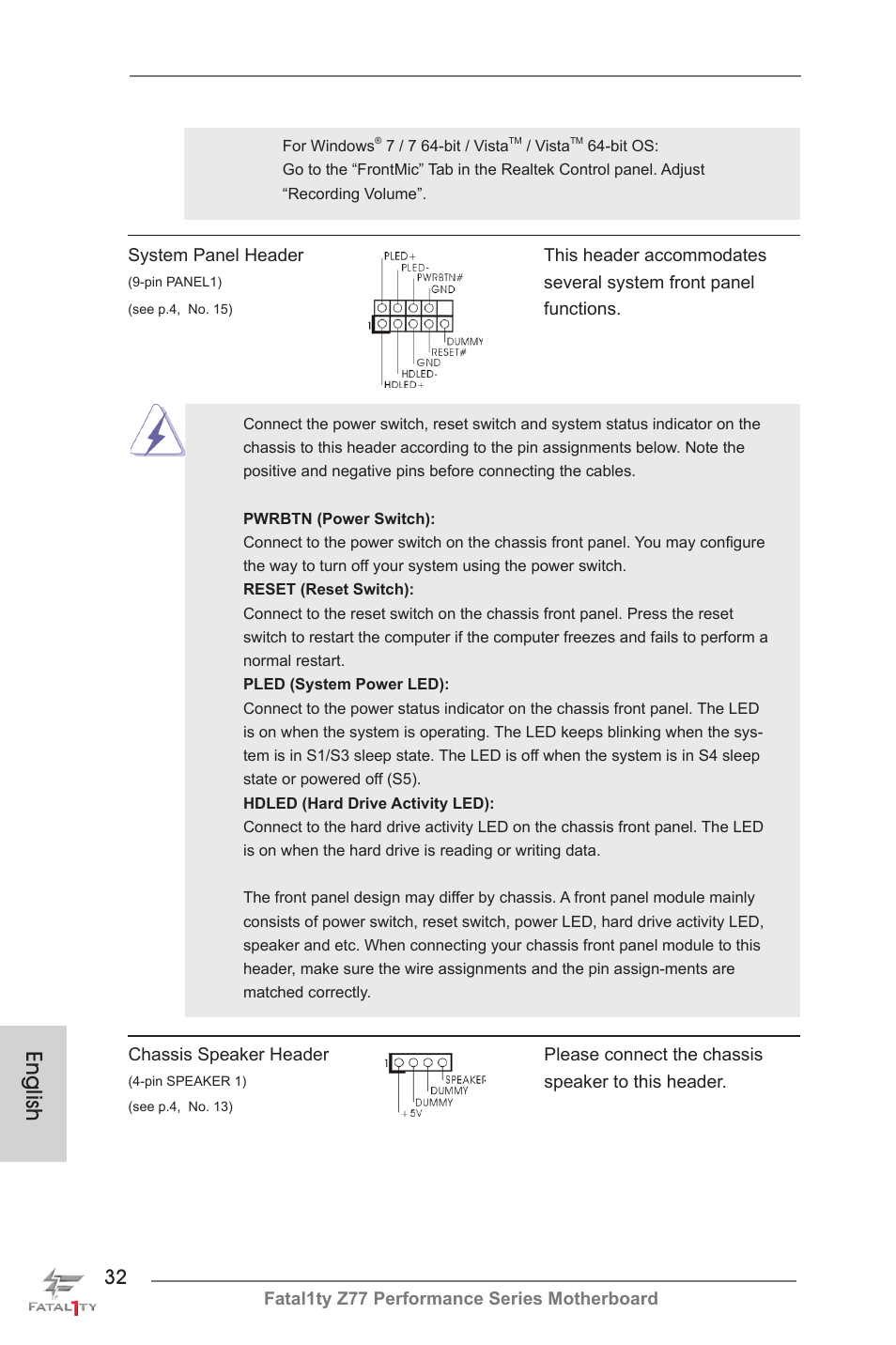 English | ASRock Fatal1ty Z77 Performance User Manual | Page 32 / 219