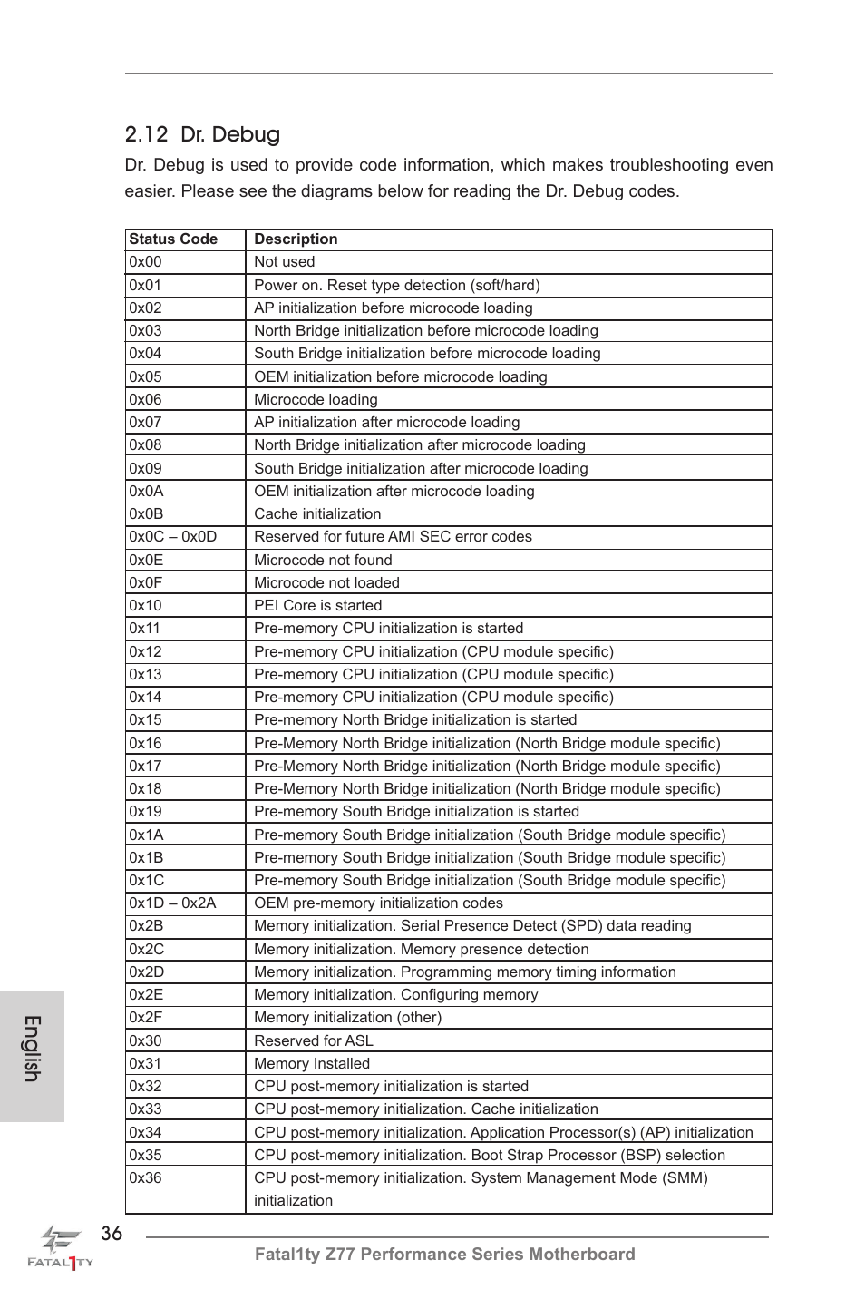 English 2.12 dr. debug | ASRock Fatal1ty Z77 Performance User Manual | Page 36 / 219