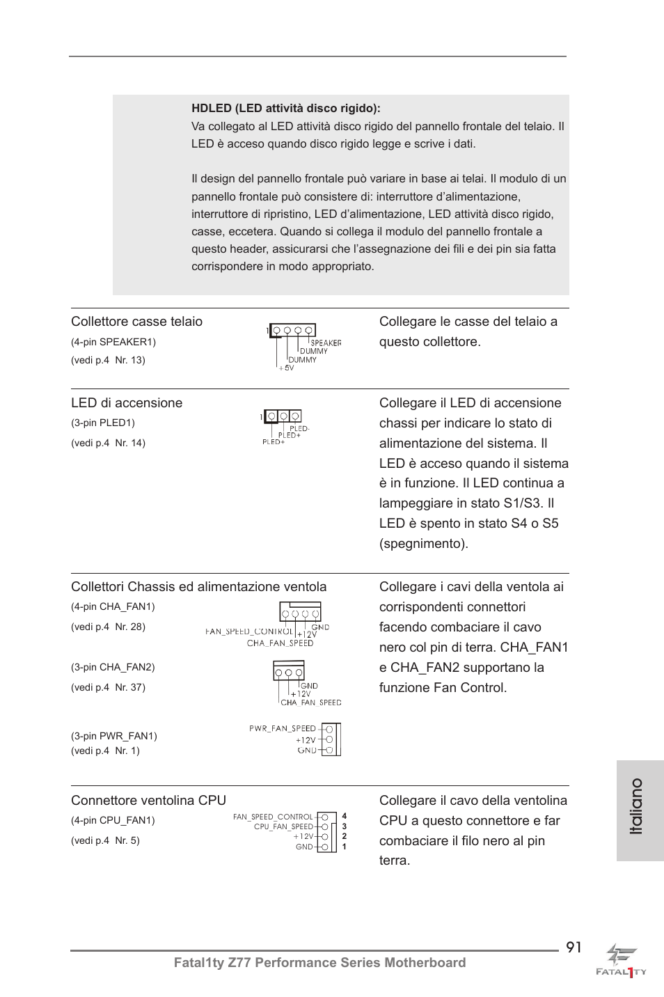 Italiano | ASRock Fatal1ty Z77 Performance User Manual | Page 91 / 219