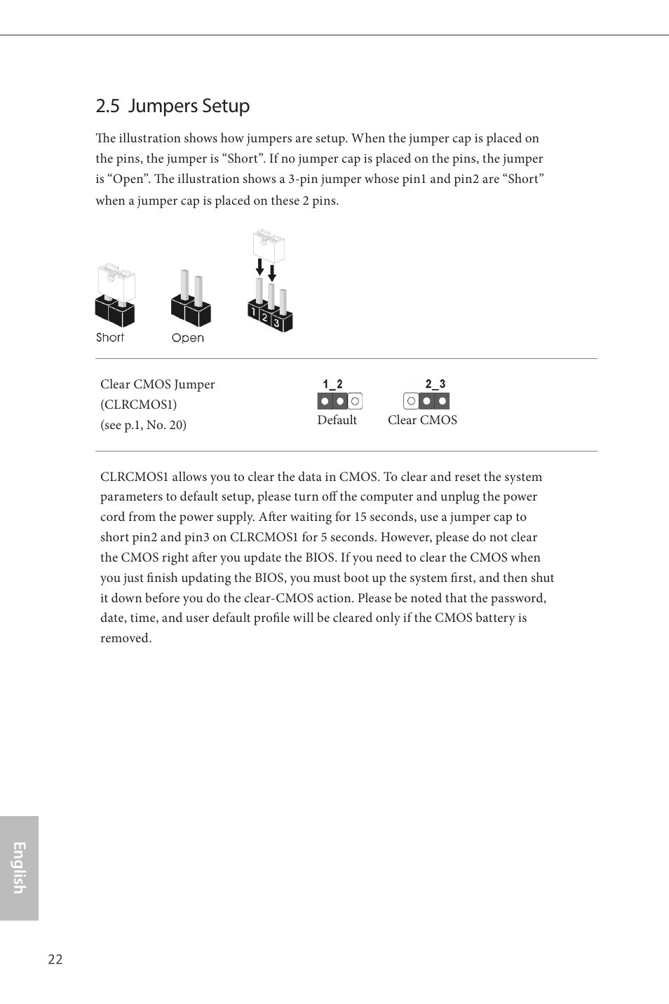 5 jumpers setup | ASRock H87 Pro4 User Manual | Page 24 / 150