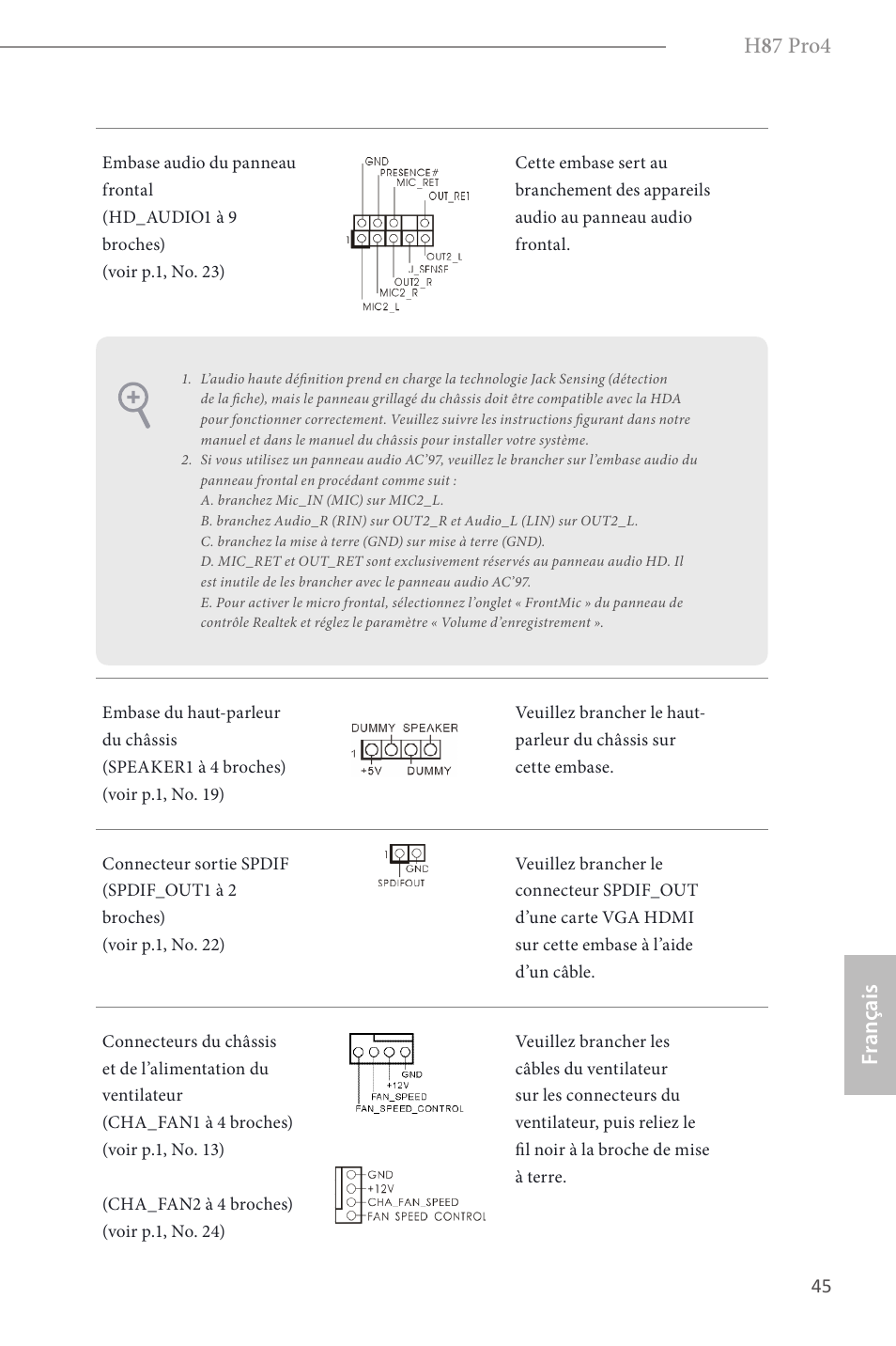 H 8 7 pro4, Fr ançais | ASRock H87 Pro4 User Manual | Page 47 / 150