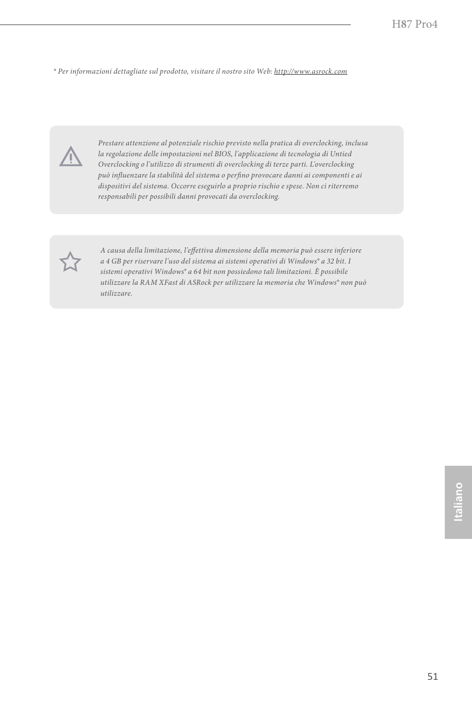 H 8 7 pro4, Italiano | ASRock H87 Pro4 User Manual | Page 53 / 150
