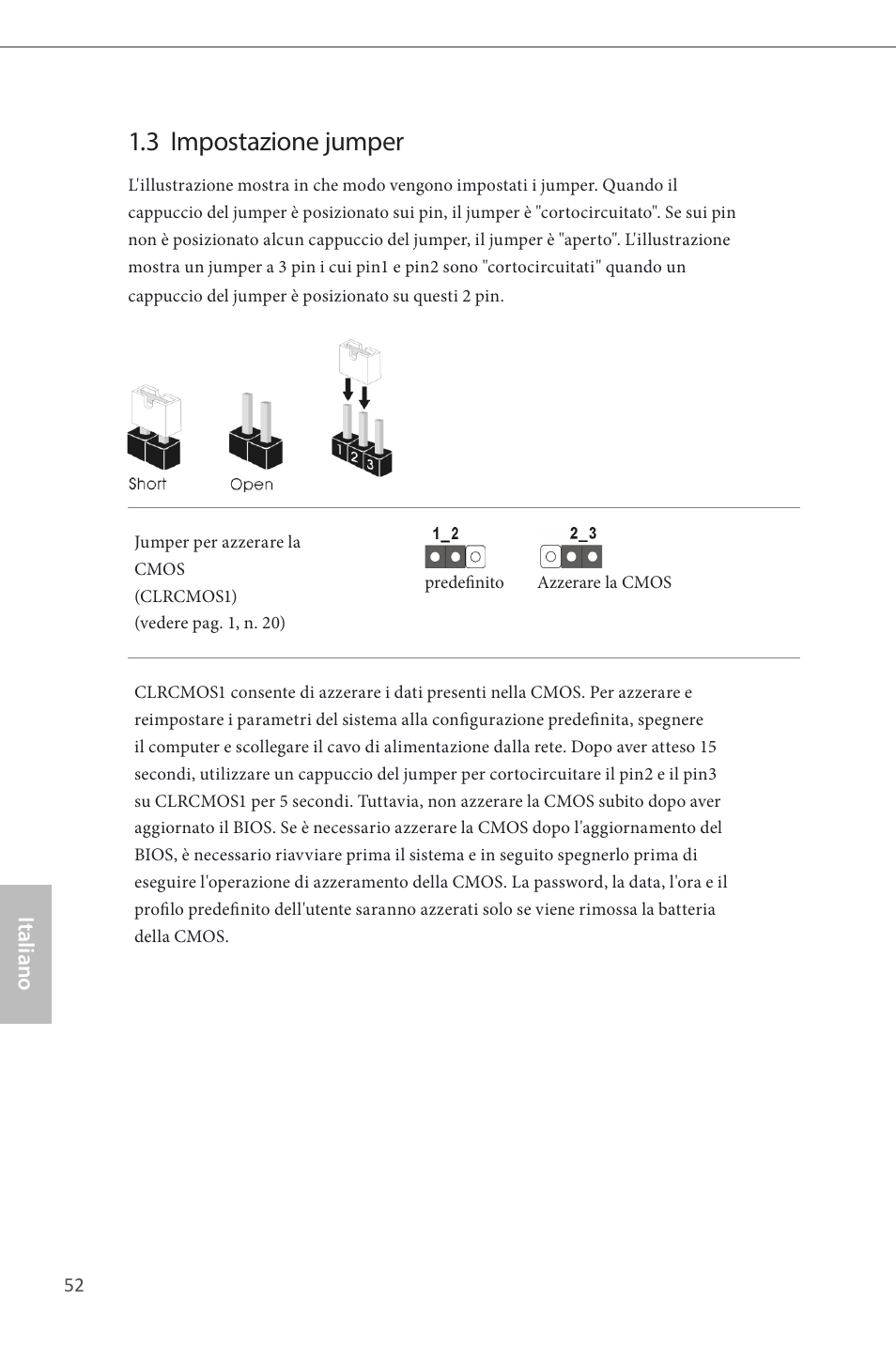 3 impostazione jumper | ASRock H87 Pro4 User Manual | Page 54 / 150