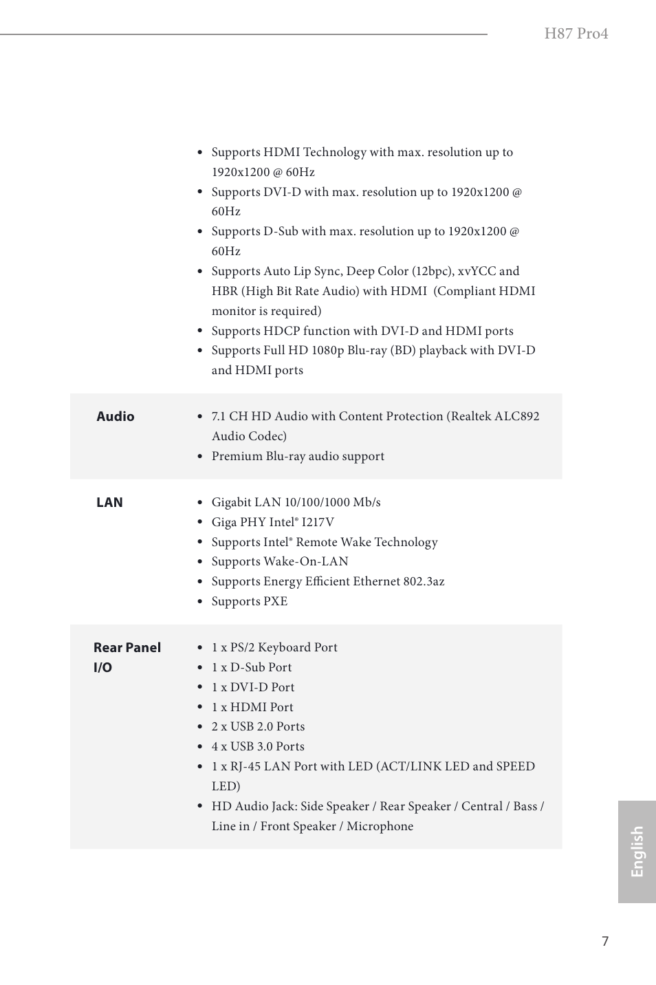 H87 pro4, English | ASRock H87 Pro4 User Manual | Page 9 / 150