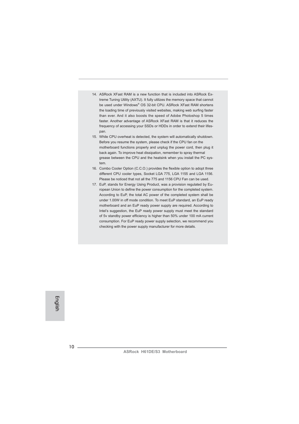 English | ASRock H61DE__S3 User Manual | Page 10 / 164
