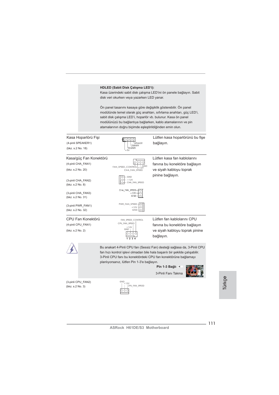 Türkçe | ASRock H61DE__S3 User Manual | Page 111 / 164