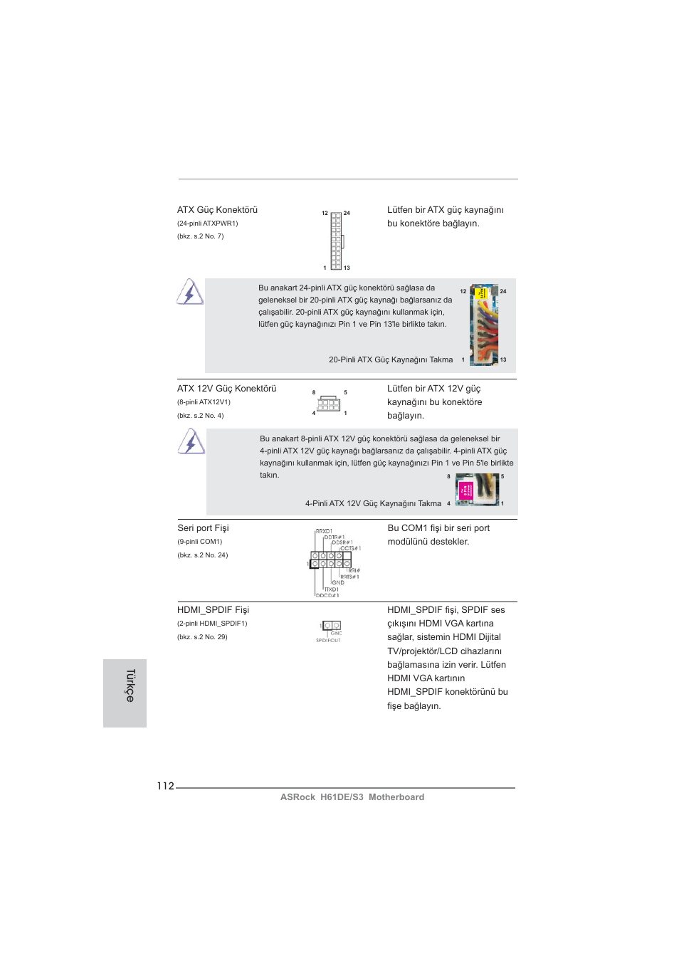 Türkçe | ASRock H61DE__S3 User Manual | Page 112 / 164