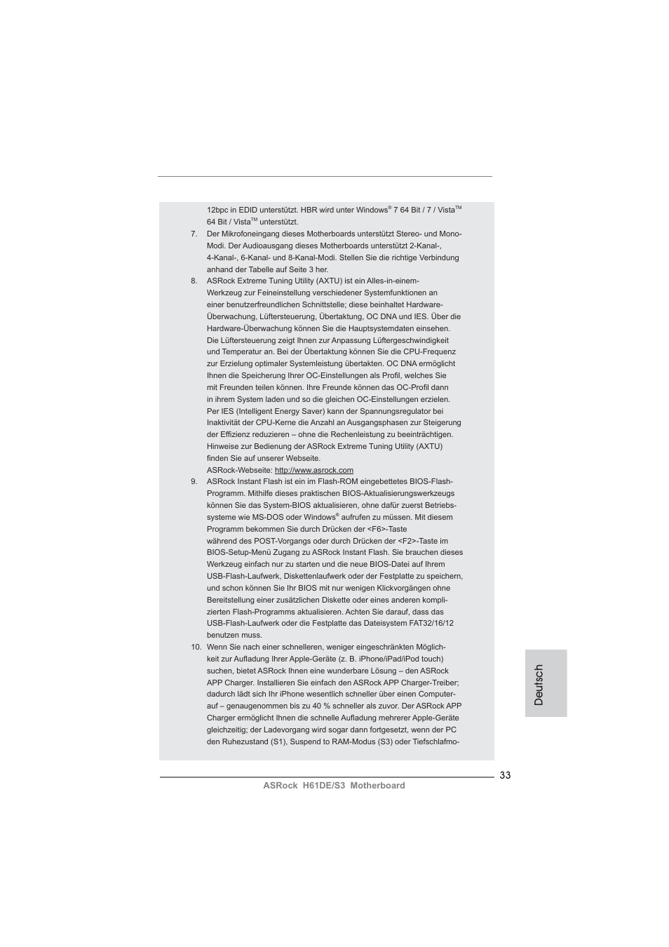 Deutsch | ASRock H61DE__S3 User Manual | Page 33 / 164