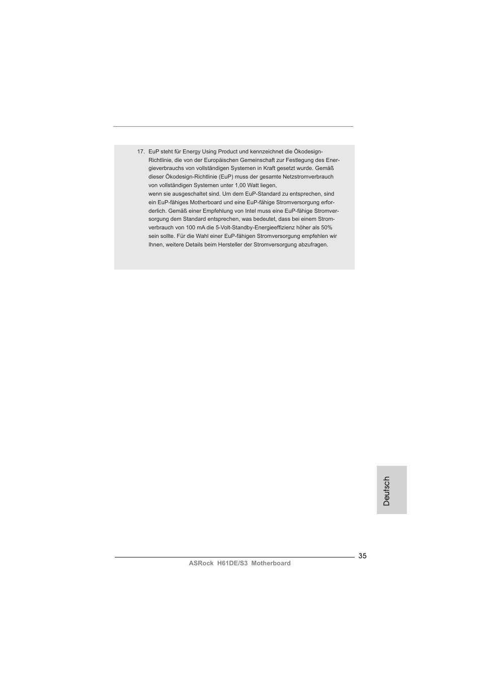 Deutsch | ASRock H61DE__S3 User Manual | Page 35 / 164