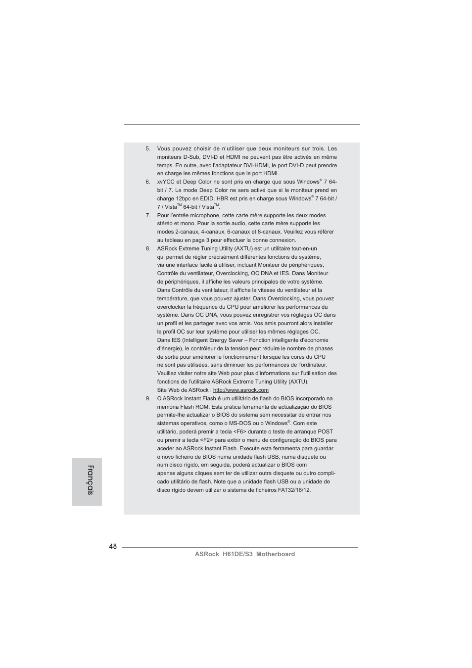 Français | ASRock H61DE__S3 User Manual | Page 48 / 164