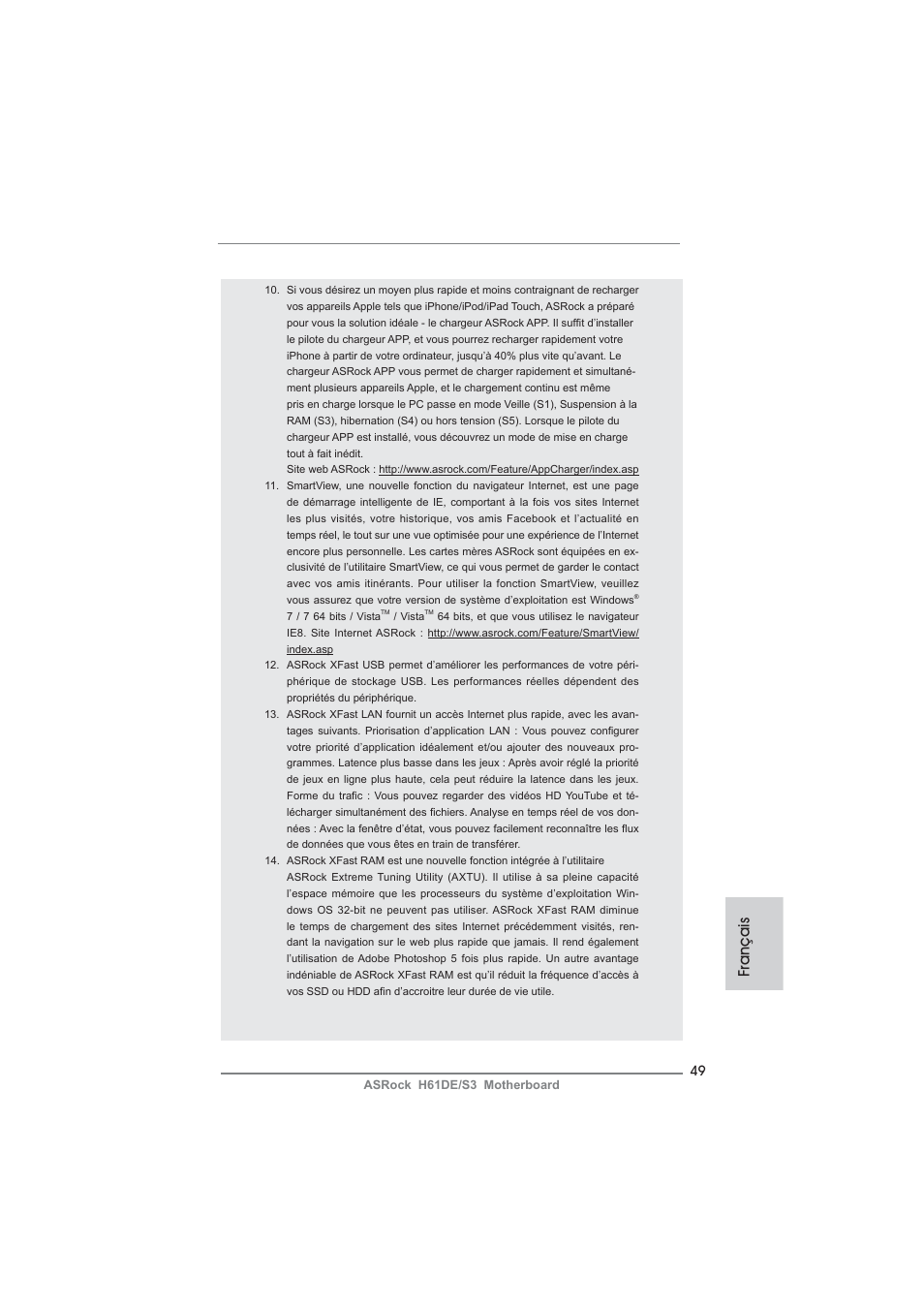 Français | ASRock H61DE__S3 User Manual | Page 49 / 164