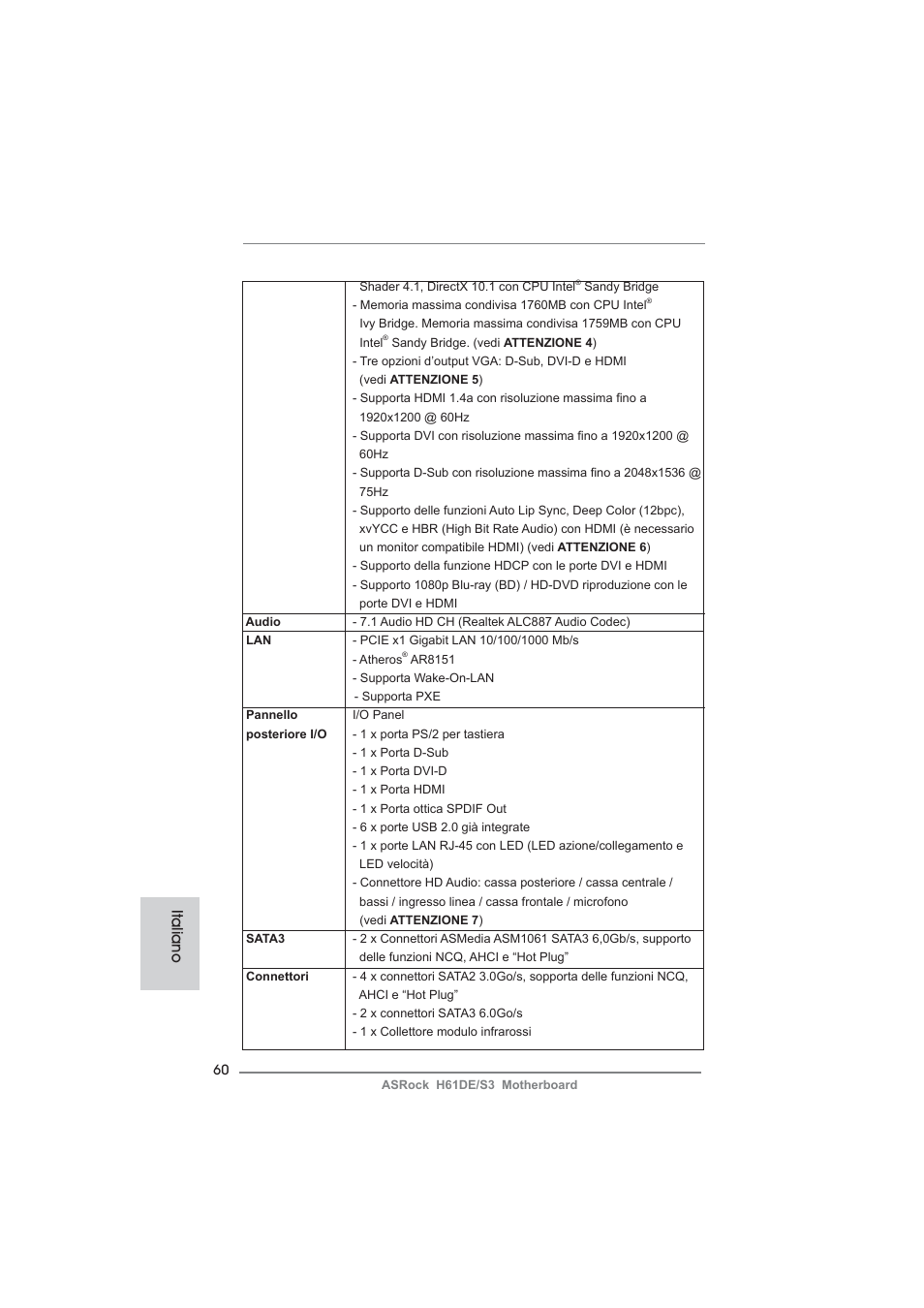 Italiano | ASRock H61DE__S3 User Manual | Page 60 / 164