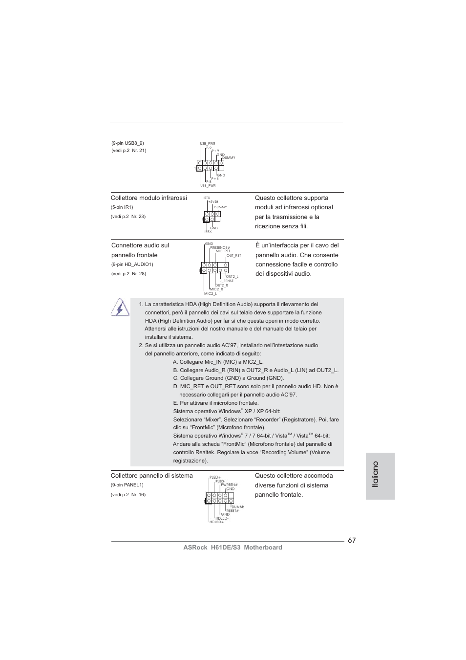 Italiano | ASRock H61DE__S3 User Manual | Page 67 / 164