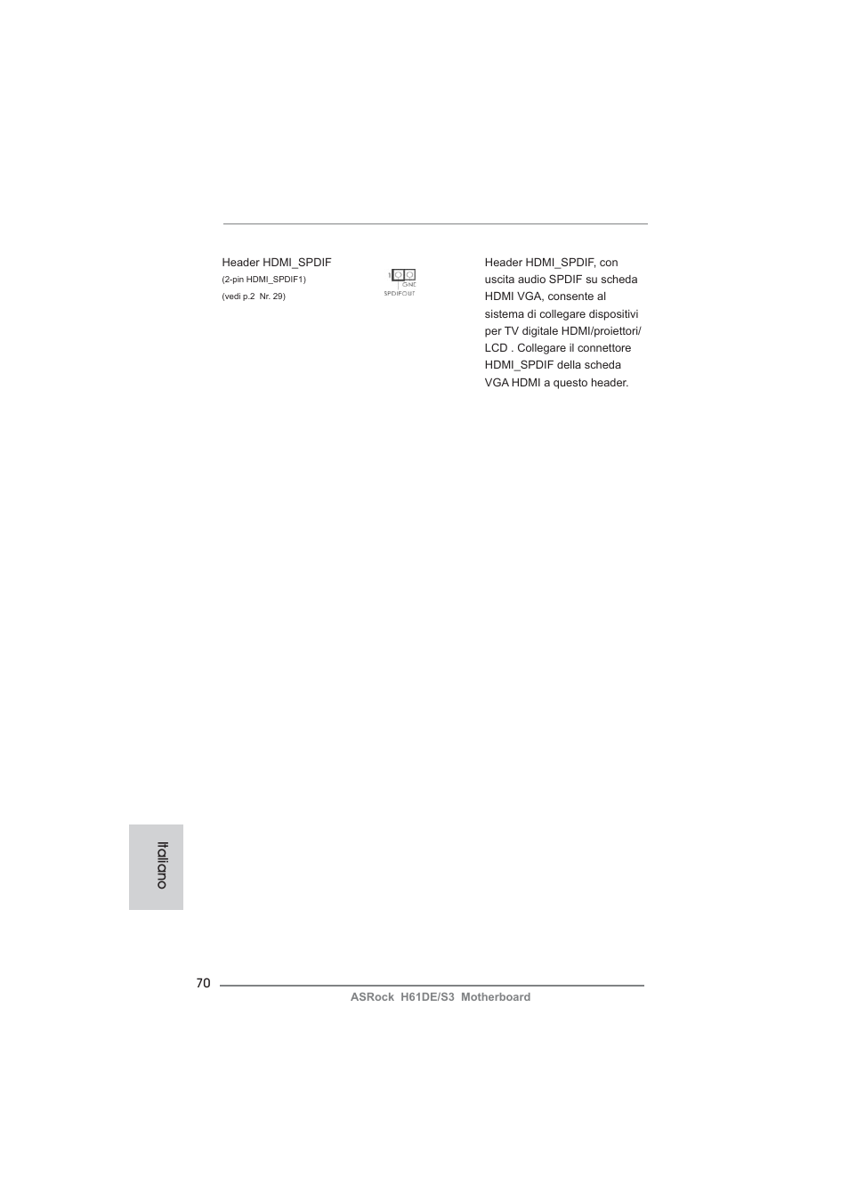 Italiano | ASRock H61DE__S3 User Manual | Page 70 / 164