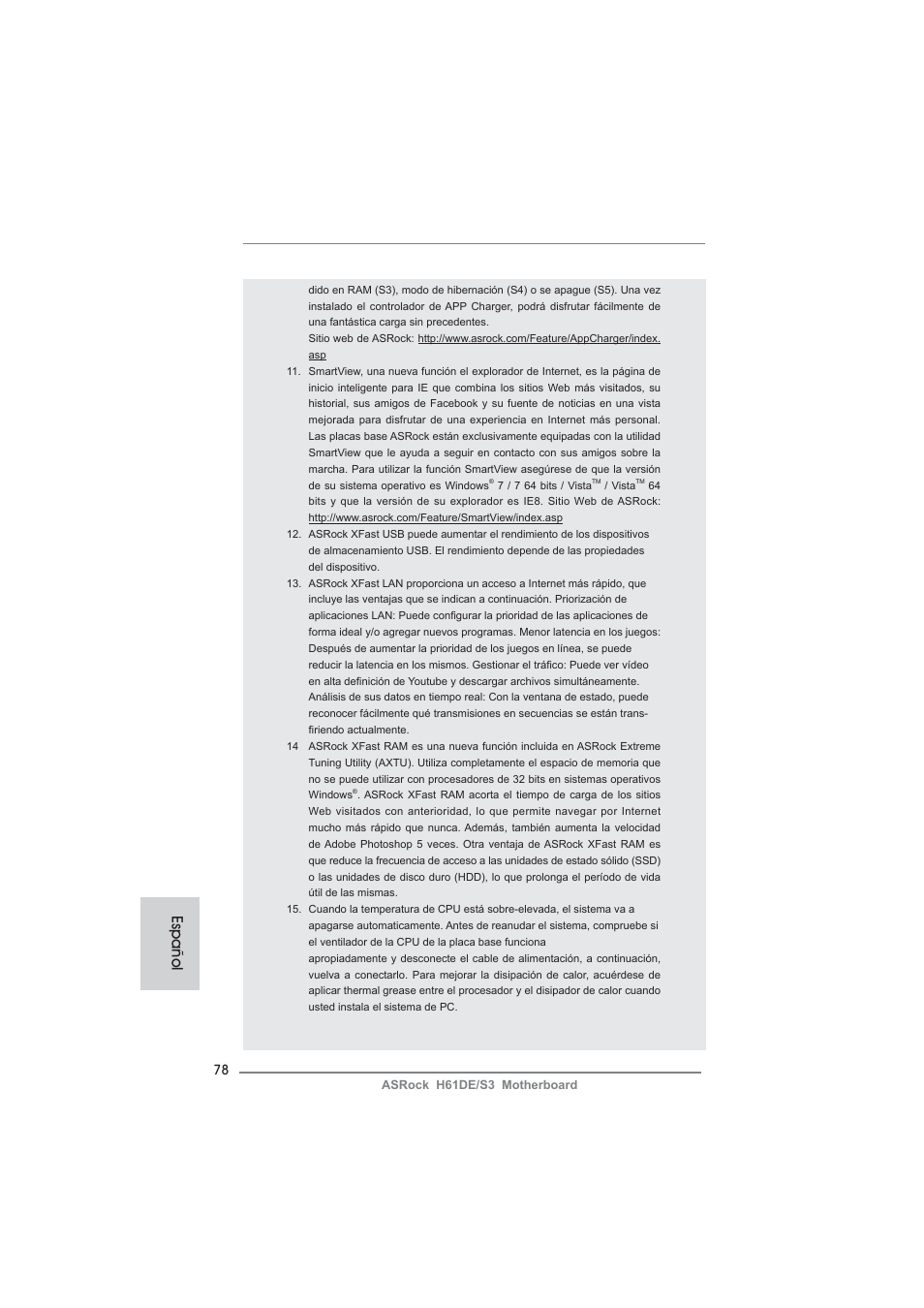 Español | ASRock H61DE__S3 User Manual | Page 78 / 164
