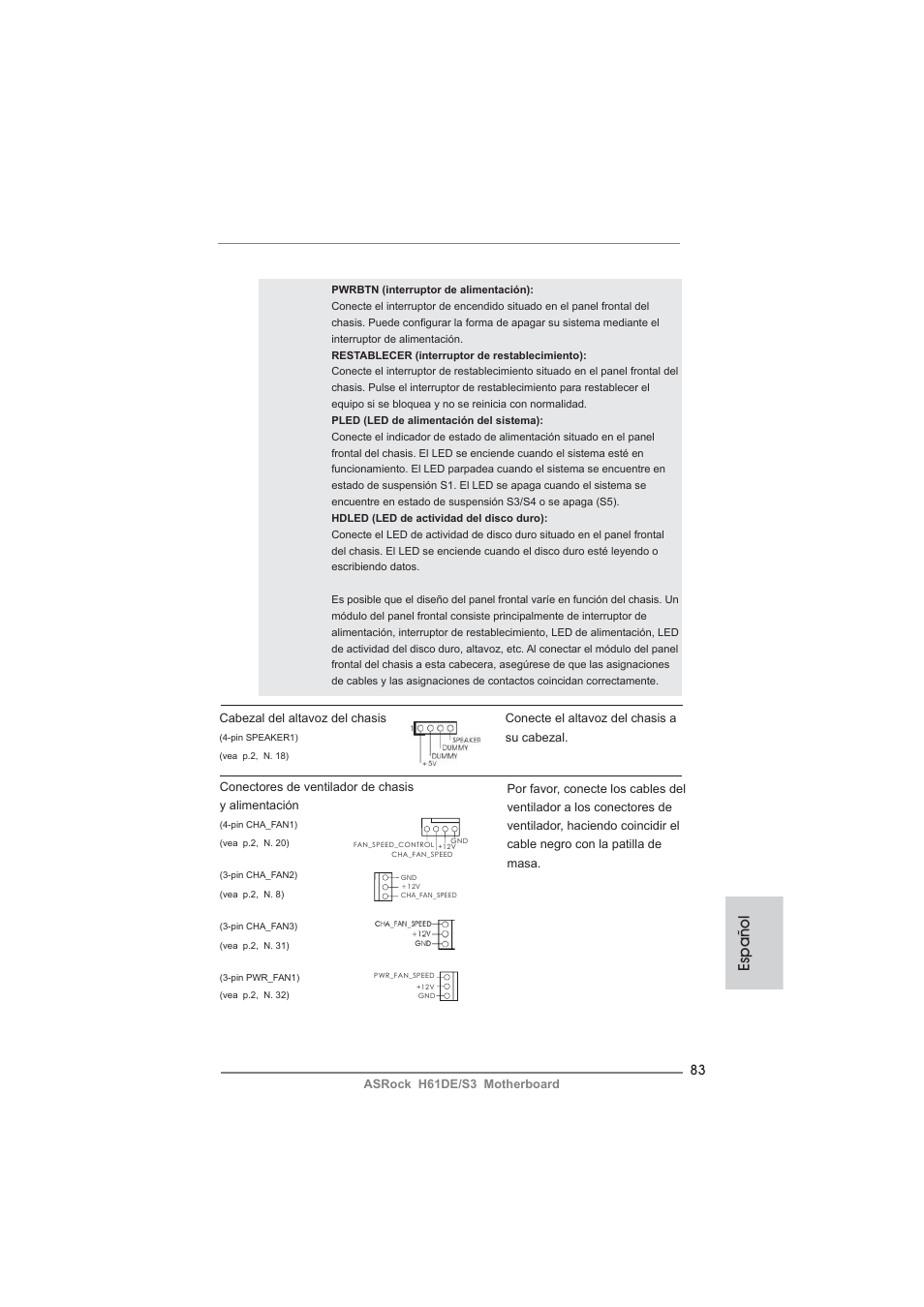 Español | ASRock H61DE__S3 User Manual | Page 83 / 164