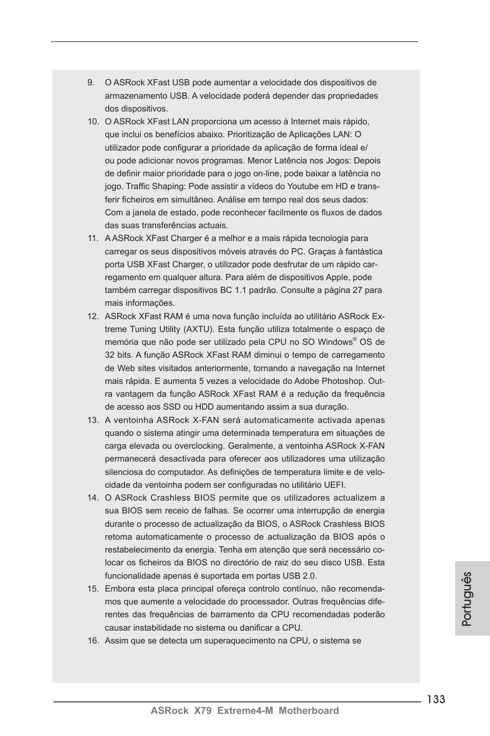 Por tuguês | ASRock X79 Extreme4-M User Manual | Page 133 / 229