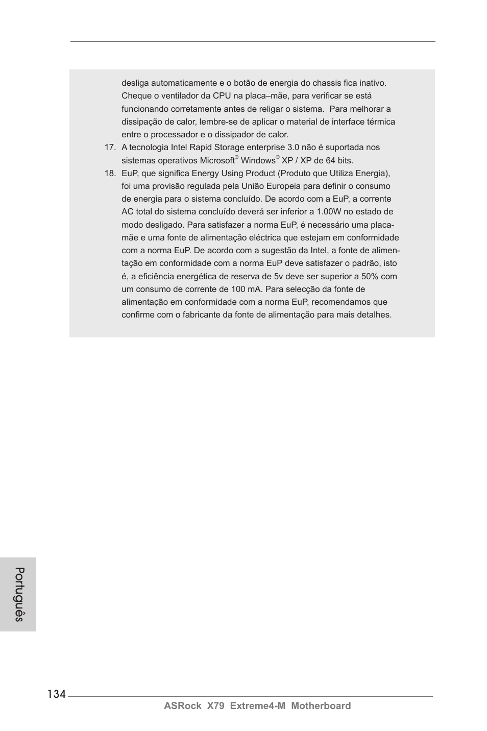 Por tuguês | ASRock X79 Extreme4-M User Manual | Page 134 / 229