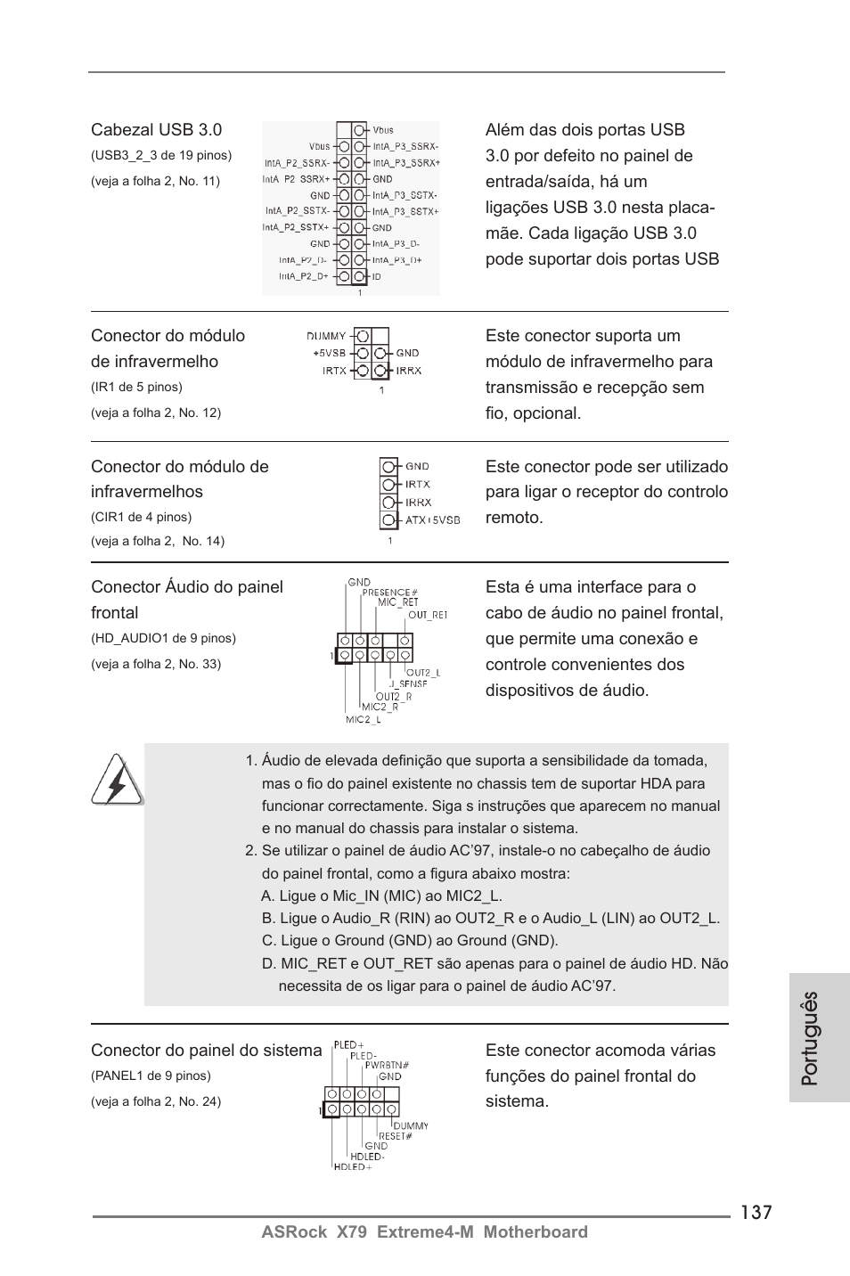 Por tuguês | ASRock X79 Extreme4-M User Manual | Page 137 / 229