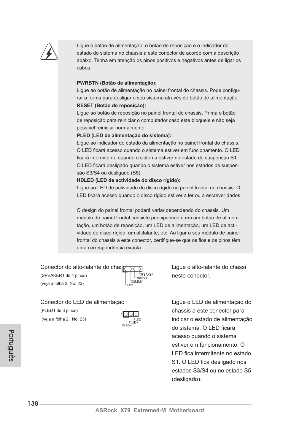 Por tuguês | ASRock X79 Extreme4-M User Manual | Page 138 / 229