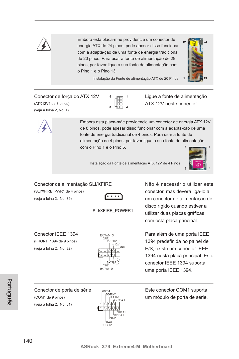Por tuguês | ASRock X79 Extreme4-M User Manual | Page 140 / 229