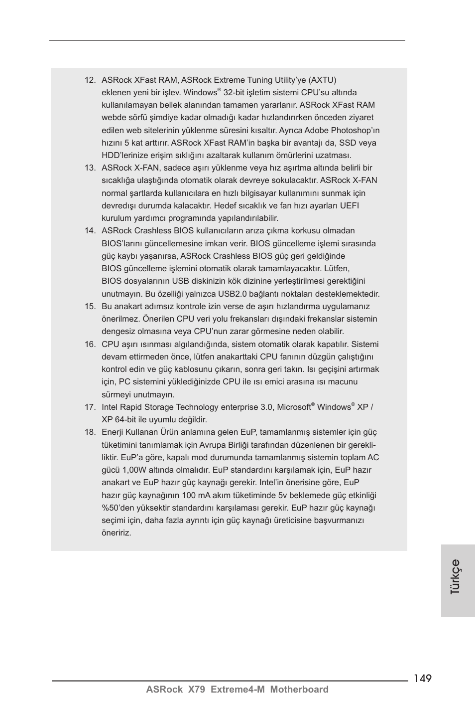 Türkçe | ASRock X79 Extreme4-M User Manual | Page 149 / 229