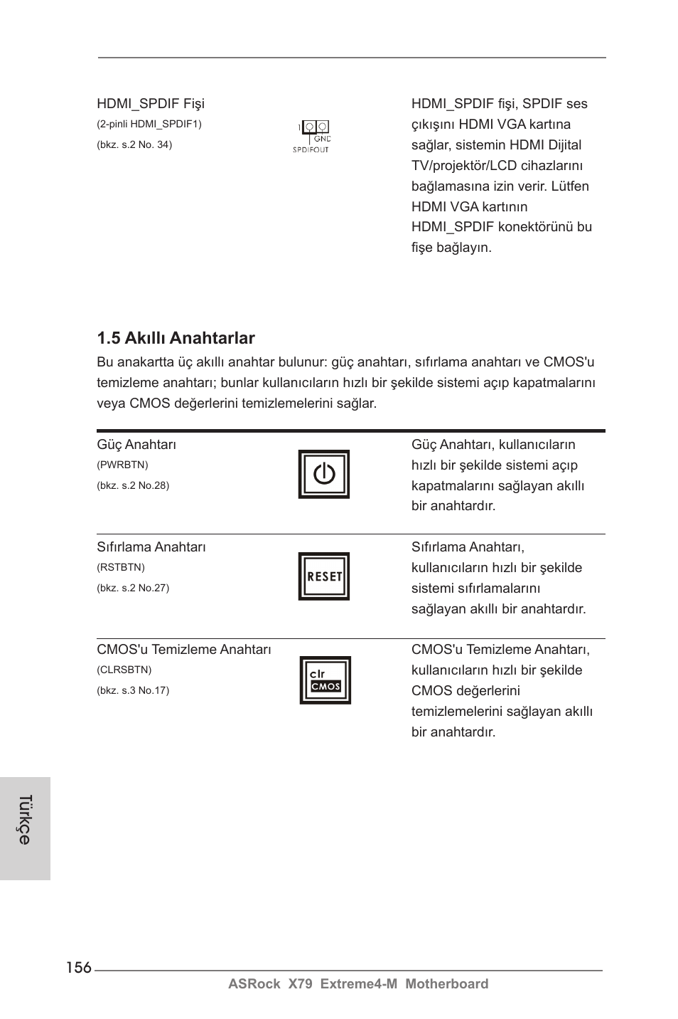 Türkçe, 5 akıllı anahtarlar | ASRock X79 Extreme4-M User Manual | Page 156 / 229