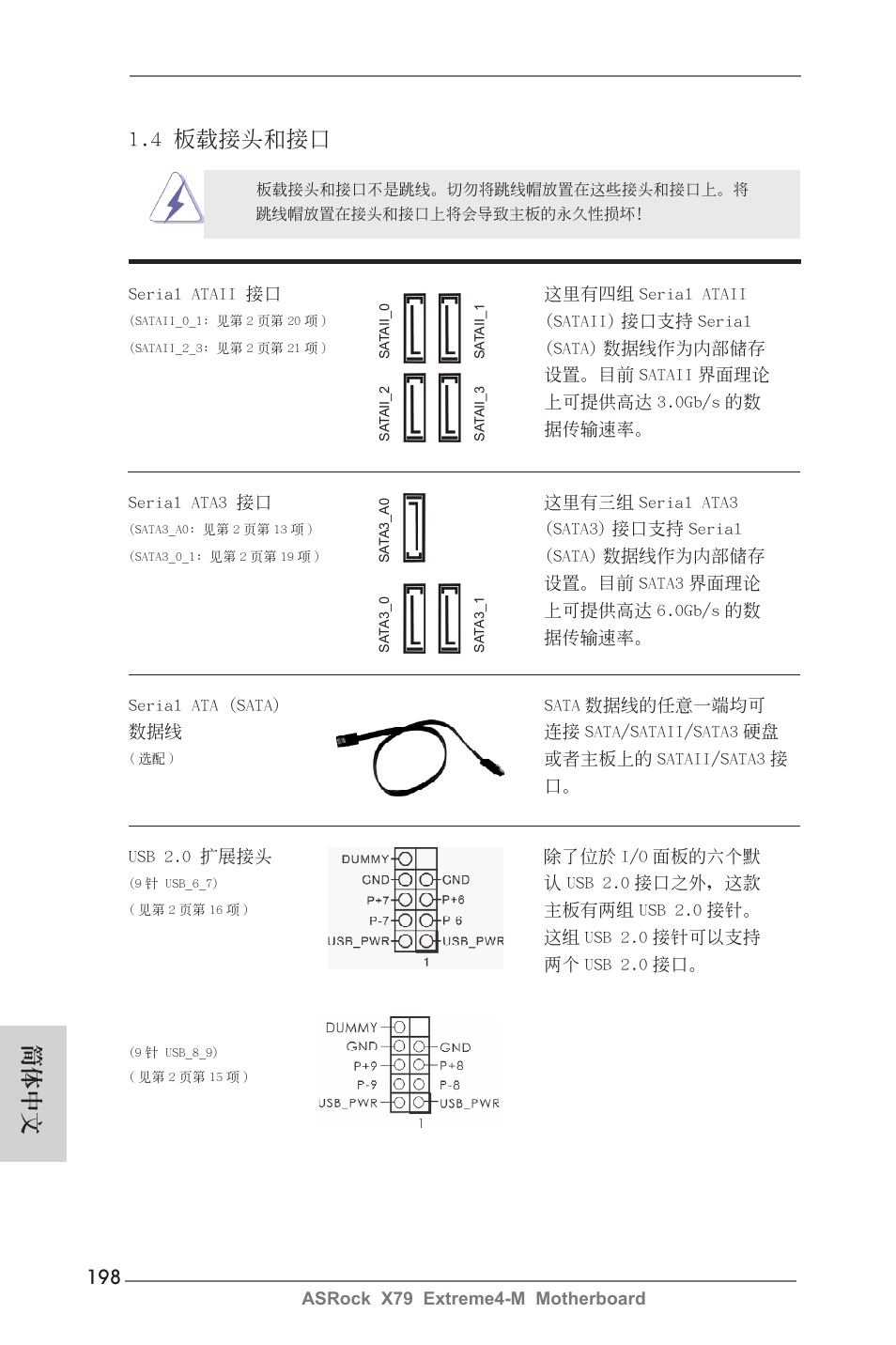 簡體中文, 4 板載接頭和接口 | ASRock X79 Extreme4-M User Manual | Page 198 / 229