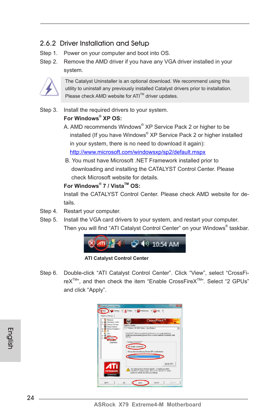 English, 2 driver installation and setup | ASRock X79 Extreme4-M User Manual | Page 24 / 229