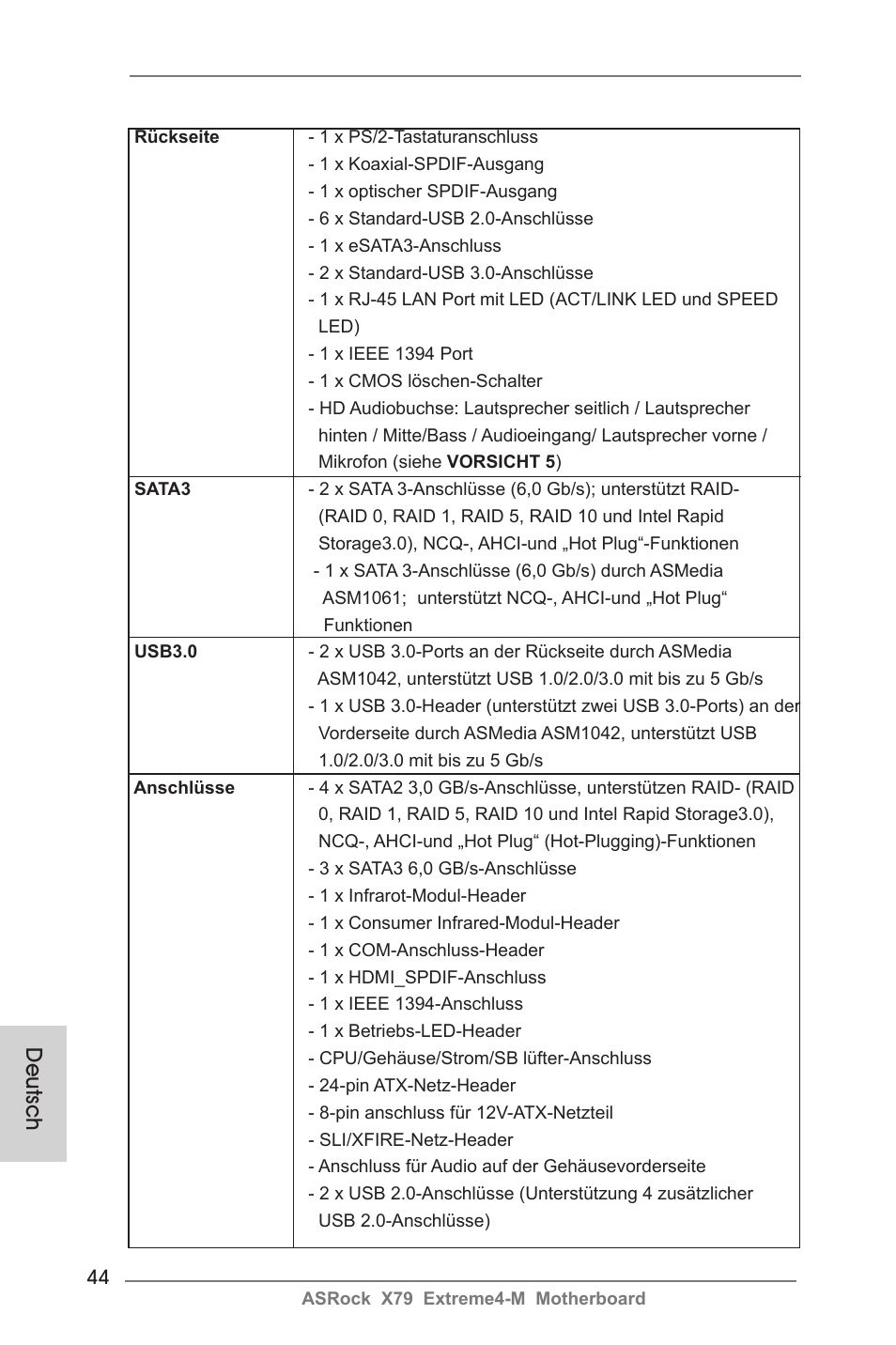 Deutsch | ASRock X79 Extreme4-M User Manual | Page 44 / 229