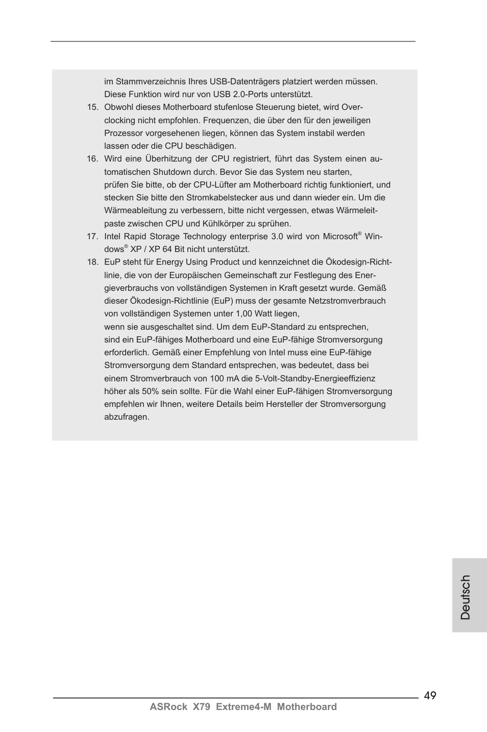 Deutsch | ASRock X79 Extreme4-M User Manual | Page 49 / 229