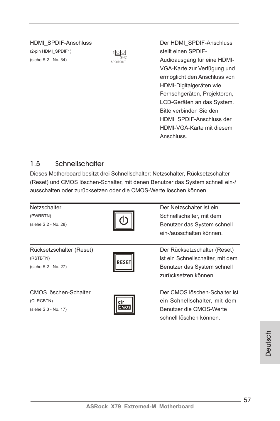 Deutsch, 5 schnellschalter | ASRock X79 Extreme4-M User Manual | Page 57 / 229