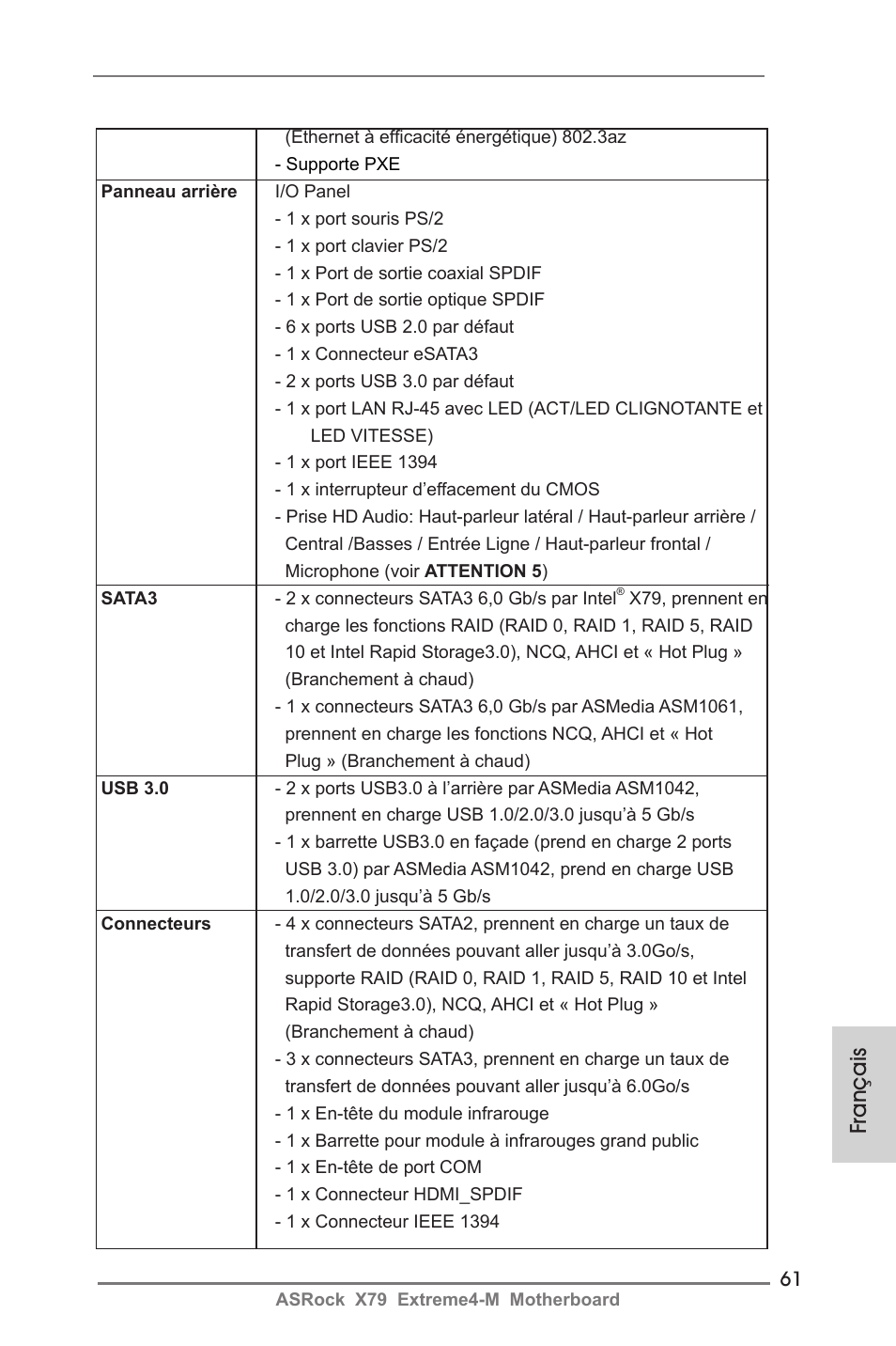 Français | ASRock X79 Extreme4-M User Manual | Page 61 / 229