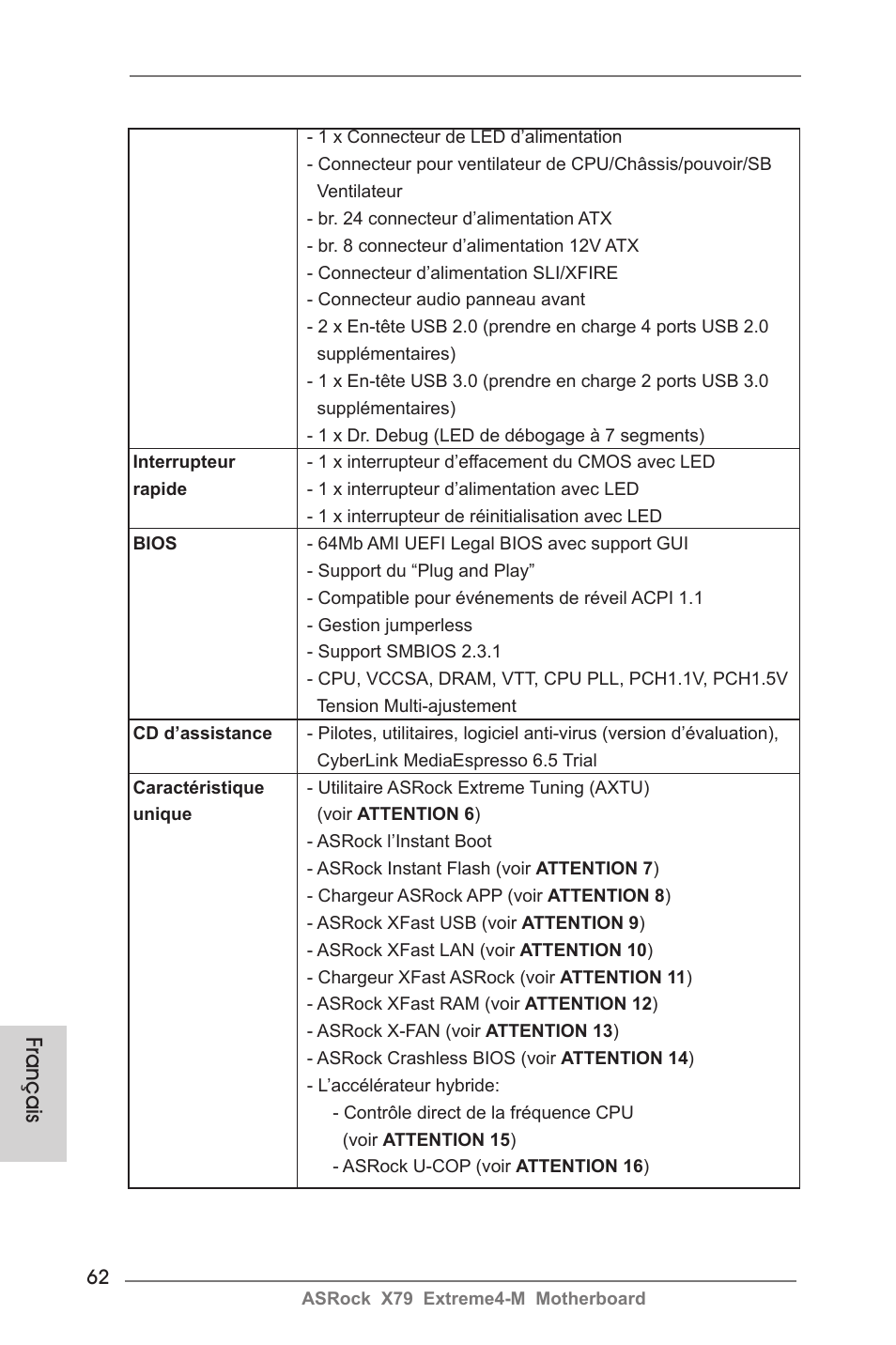 Français | ASRock X79 Extreme4-M User Manual | Page 62 / 229