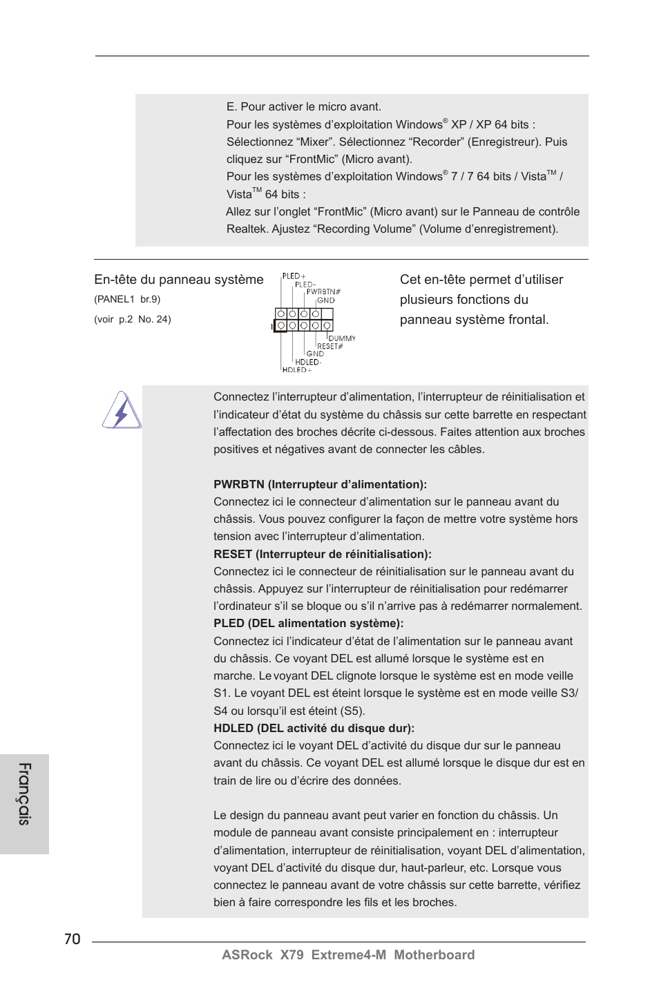 Français | ASRock X79 Extreme4-M User Manual | Page 70 / 229
