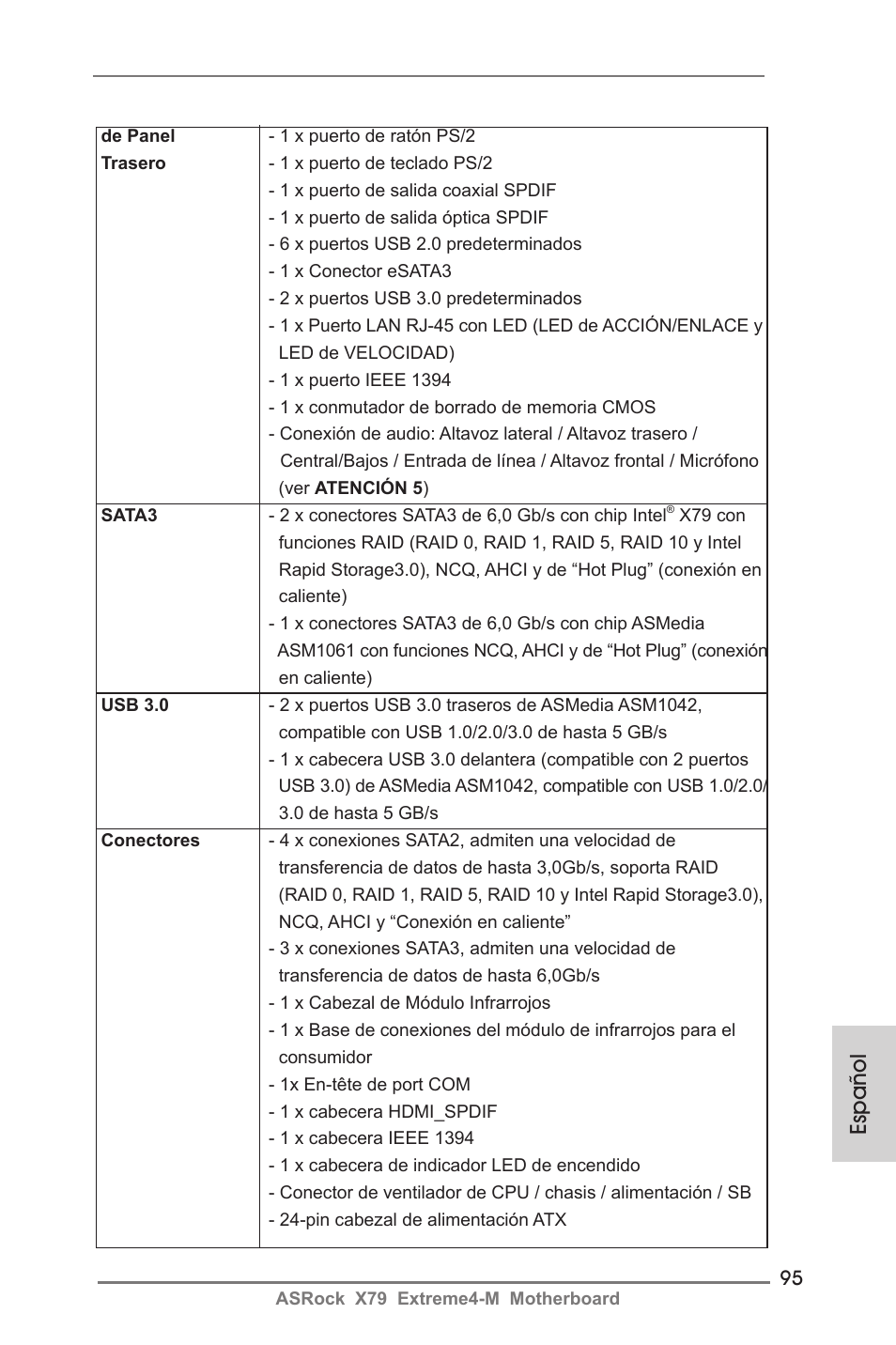 Español | ASRock X79 Extreme4-M User Manual | Page 95 / 229