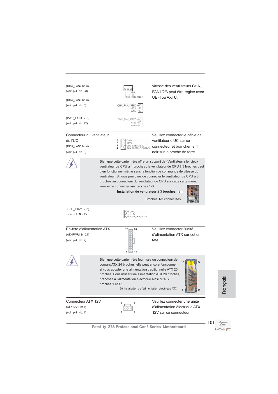 Français | ASRock Fatal1ty Z68 Professional Gen3 User Manual | Page 101 / 317