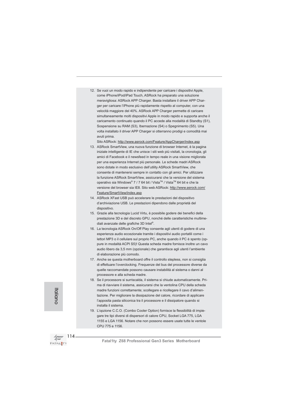 Italiano | ASRock Fatal1ty Z68 Professional Gen3 User Manual | Page 114 / 317
