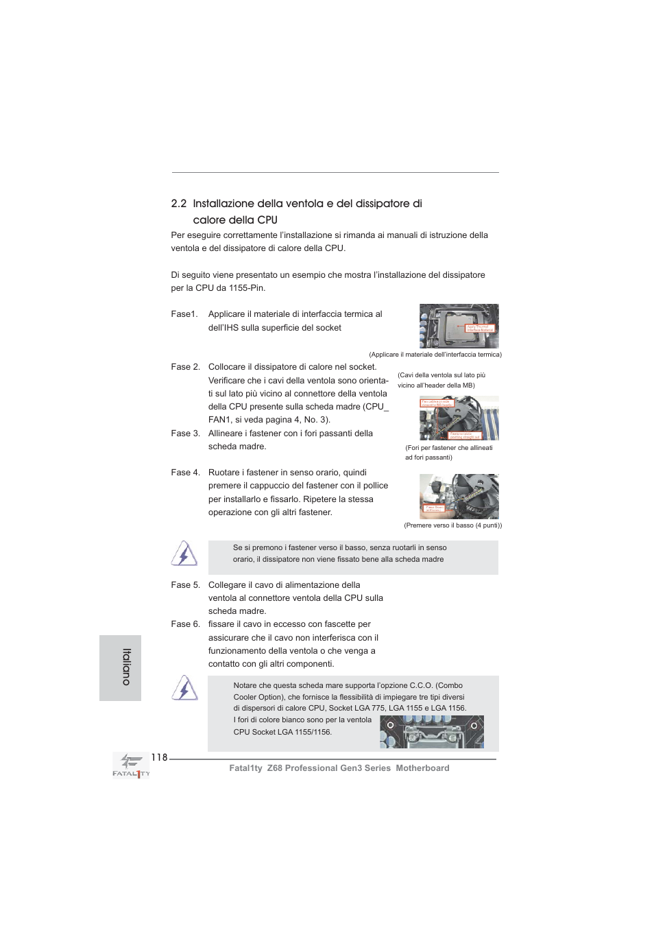 Italiano | ASRock Fatal1ty Z68 Professional Gen3 User Manual | Page 118 / 317