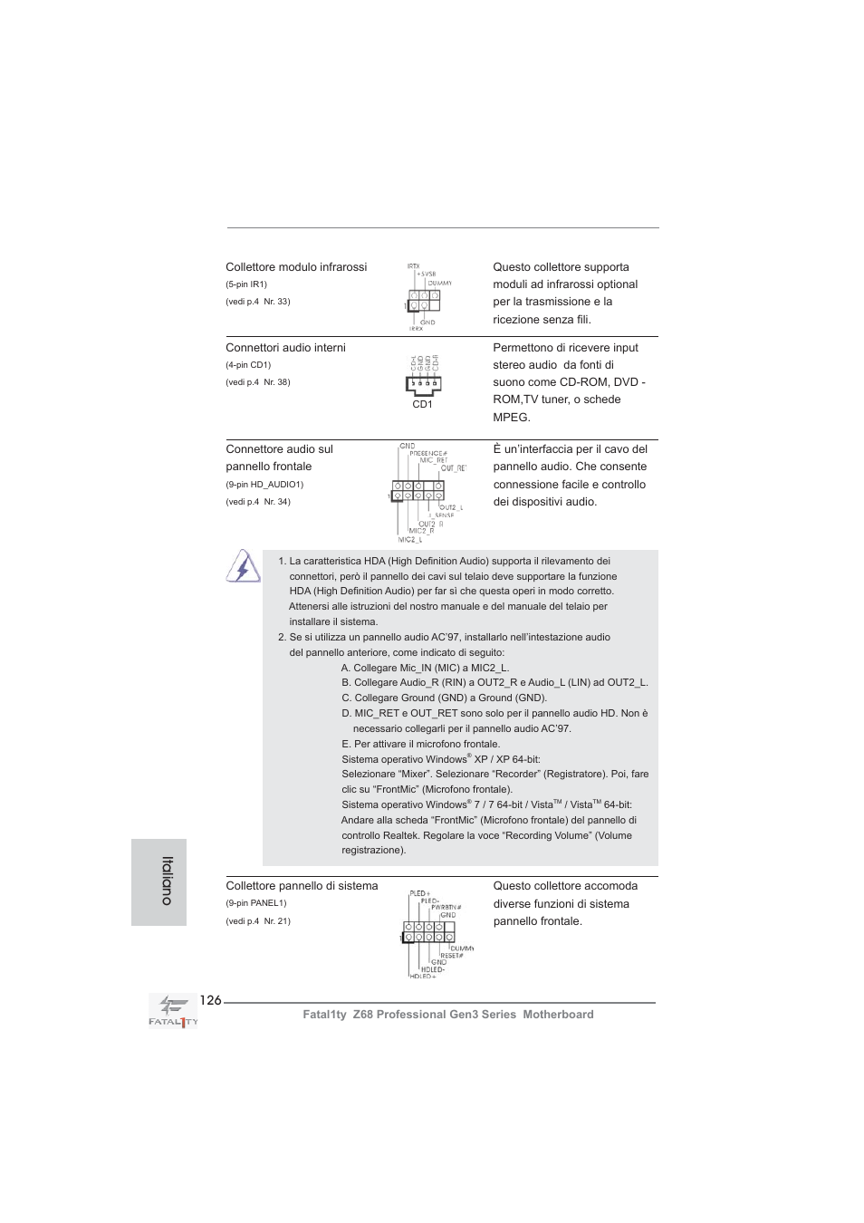 Italiano | ASRock Fatal1ty Z68 Professional Gen3 User Manual | Page 126 / 317