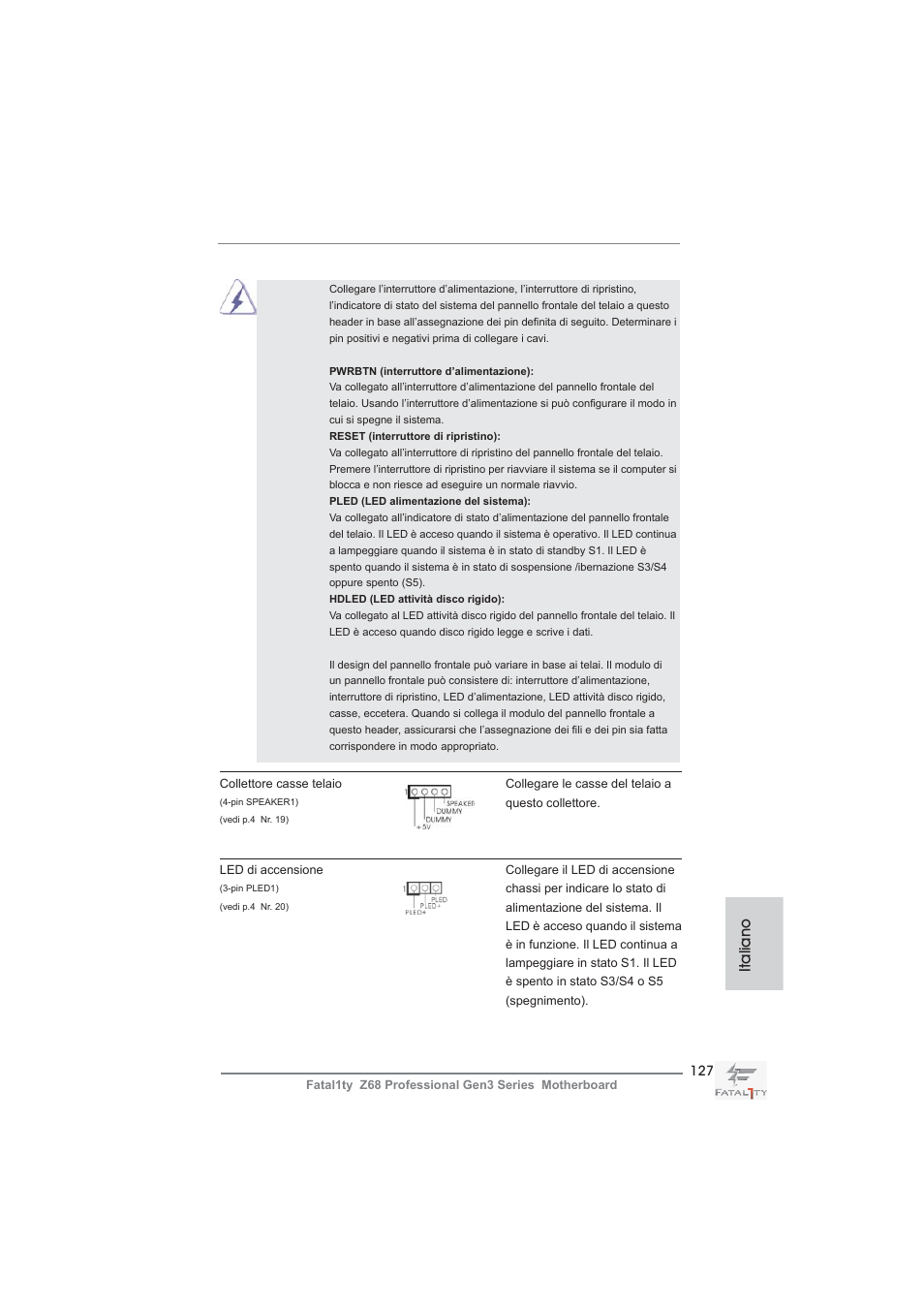 Italiano | ASRock Fatal1ty Z68 Professional Gen3 User Manual | Page 127 / 317
