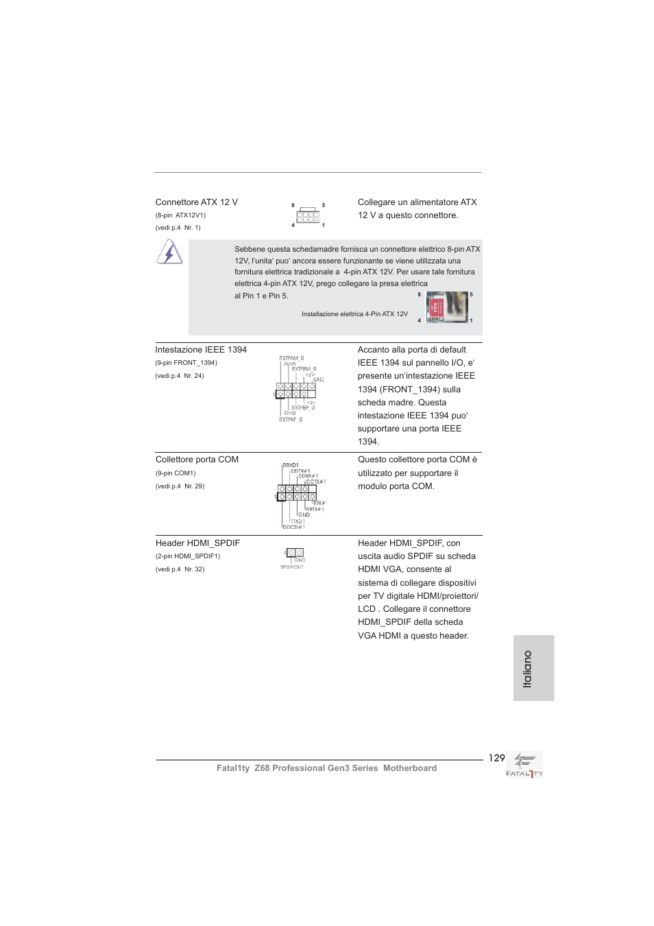 Italiano | ASRock Fatal1ty Z68 Professional Gen3 User Manual | Page 129 / 317